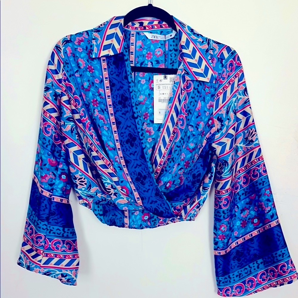 Zara Multicolor Geometric Floral Blouse